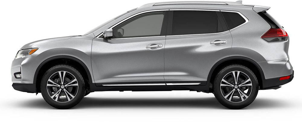 2017 Nissan Rogue in Brilliant Silver, side profile