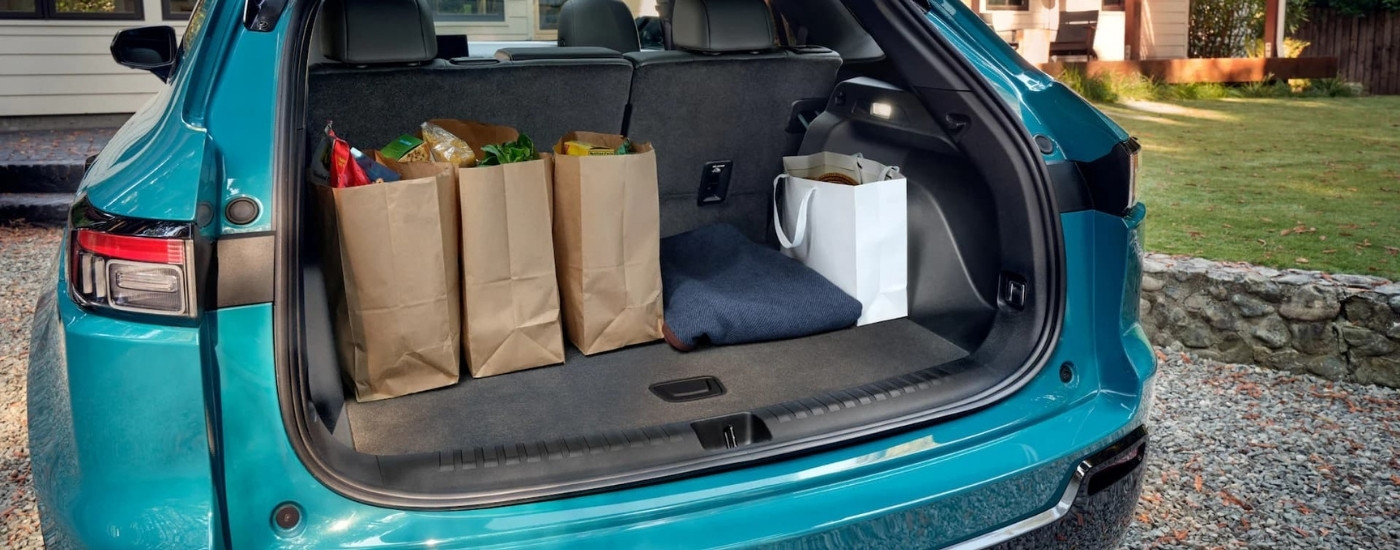 Rear cargo area in a blue 2025 Honda Prologue Elite