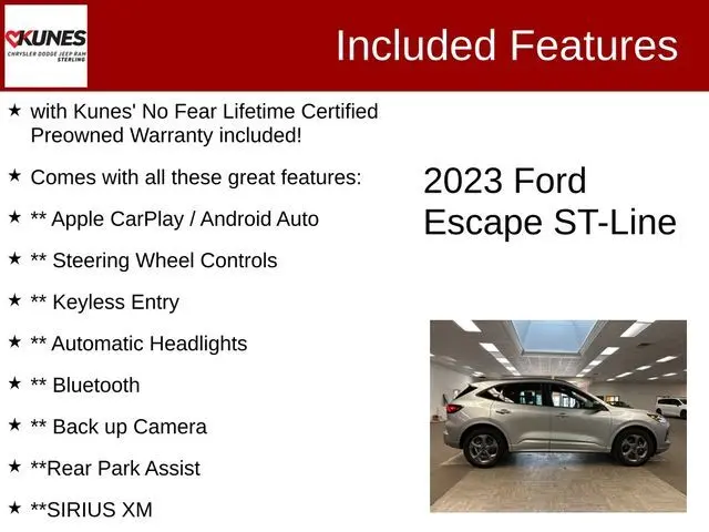 Used 2023 Ford Escape ST-Line with VIN 1FMCU0MNXPUA33660 for sale in Sterling, IL