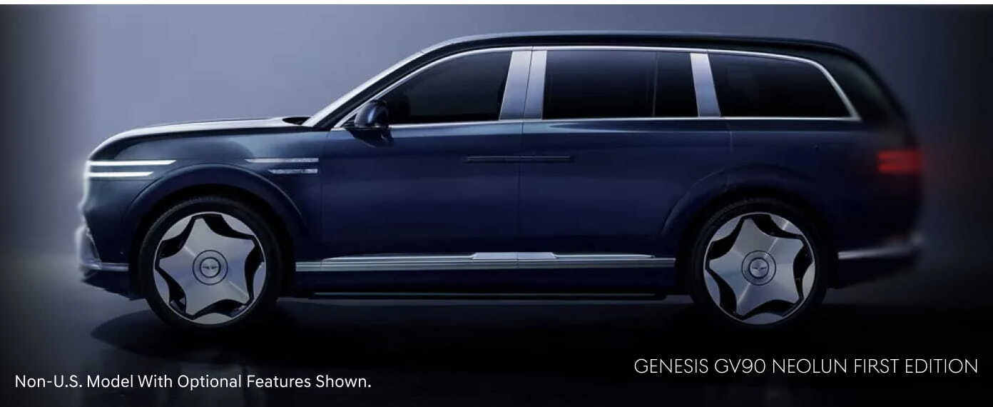 Blue Genesis GV90 Neolun First Edition shown in side profile.