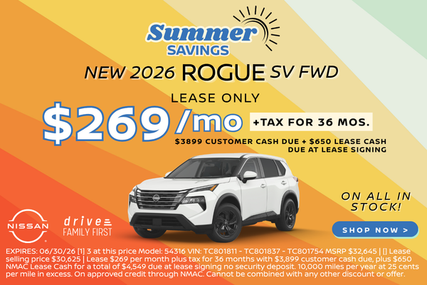New 2026 Rogue SV Lease $269/mo. for 36 mos.