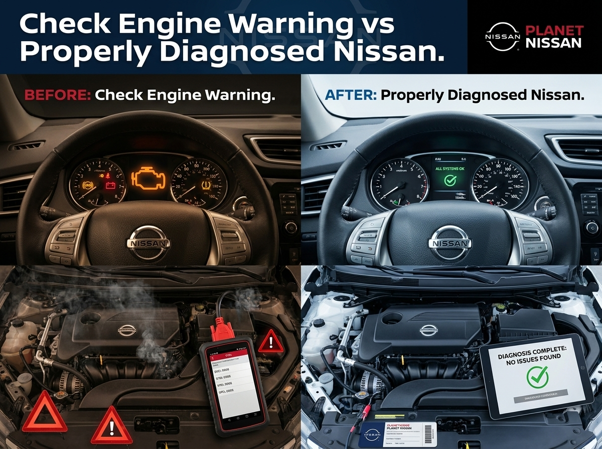properly diagnosed check engine light for Nissans
