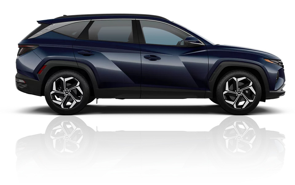 a dark blue 2024 hyundai tucson hybrid