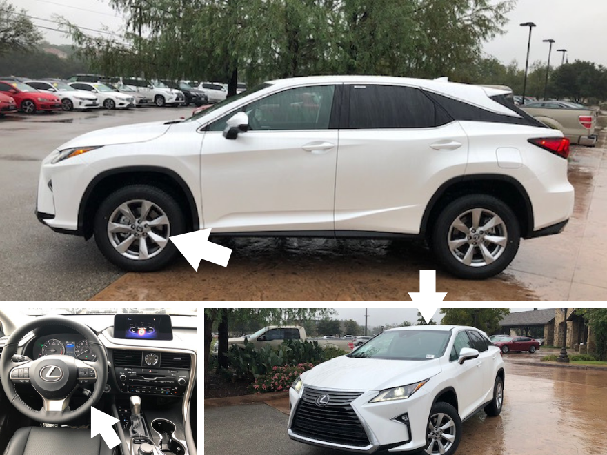 Look at the wheels, if the RX has a moon roof or not and the steering wheel to quickly determine if that RX is the basic package. No wood = no premium package.