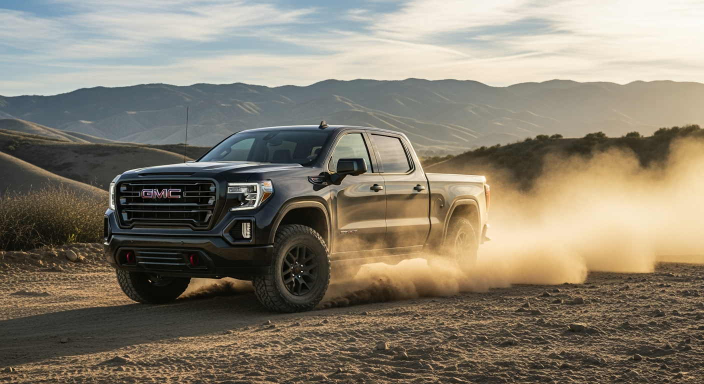 Pickup truck driving in California