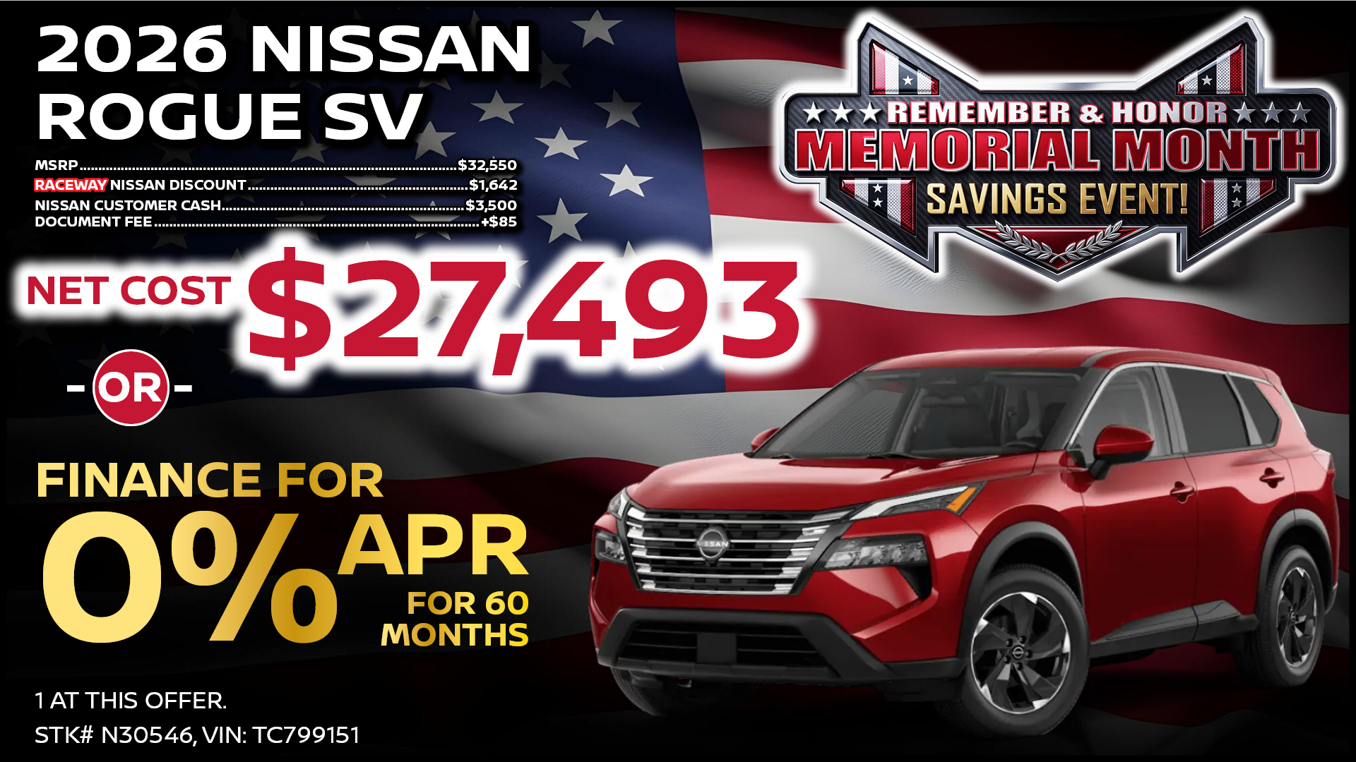 2026 Nissan Rogue SV APR Offer