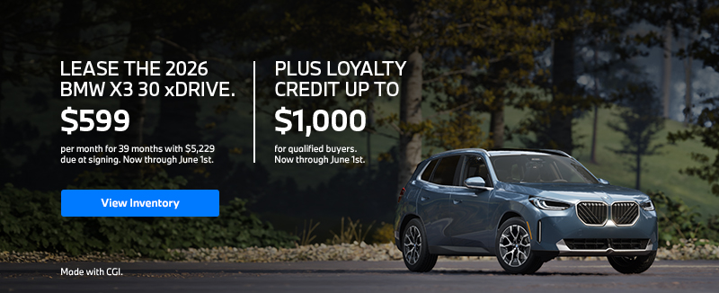 2026 X3 lease starting at $599 per month for 39 months
