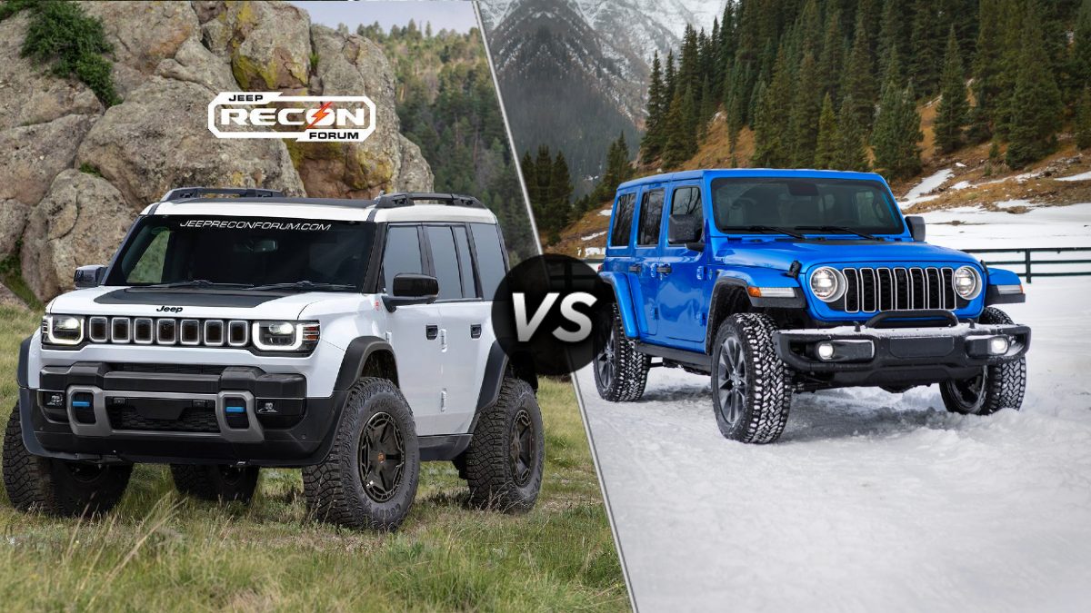2026 Jeep Recon vs 2025 Wrangler 4xe Exterior Front Angles