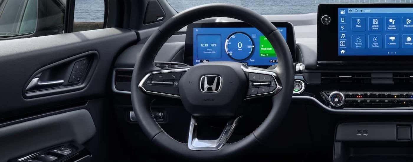 Close-up of the black dash in a 2025 Honda Prologue for sale near Greece.
