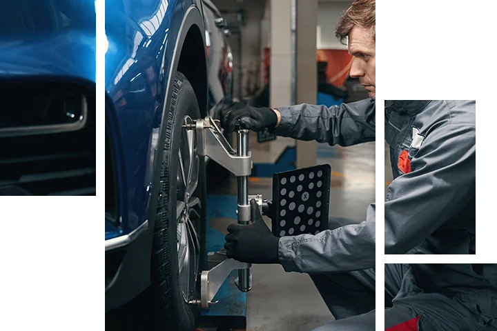 Technician performing an oil change on a Subaru