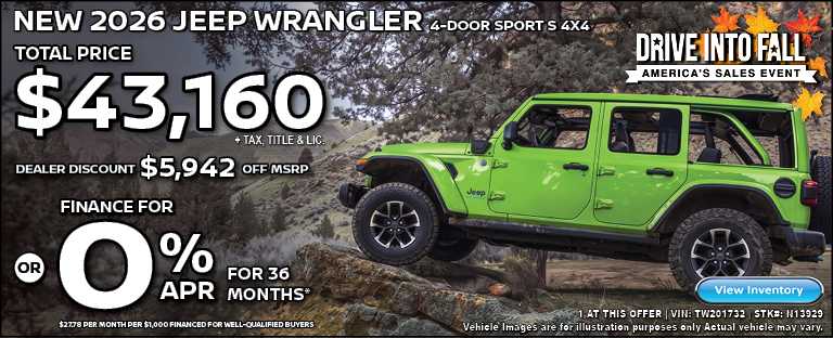 new 2026 Jeep WRANGLER 4-DOOR sport s 4X4