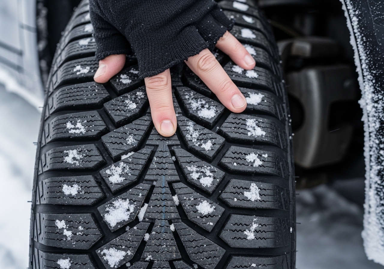 Technician performing winter inspection under vehicle hood
