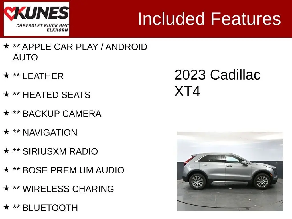 Used 2023 Cadillac XT4 Premium Luxury with VIN 1GYFZCR49PF176439 for sale in Elkhorn, WI