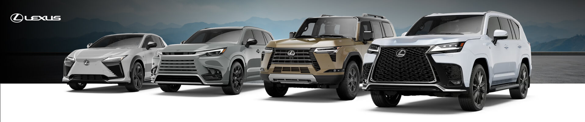2026 Lexus SUV Lineup with a mountain backdrop