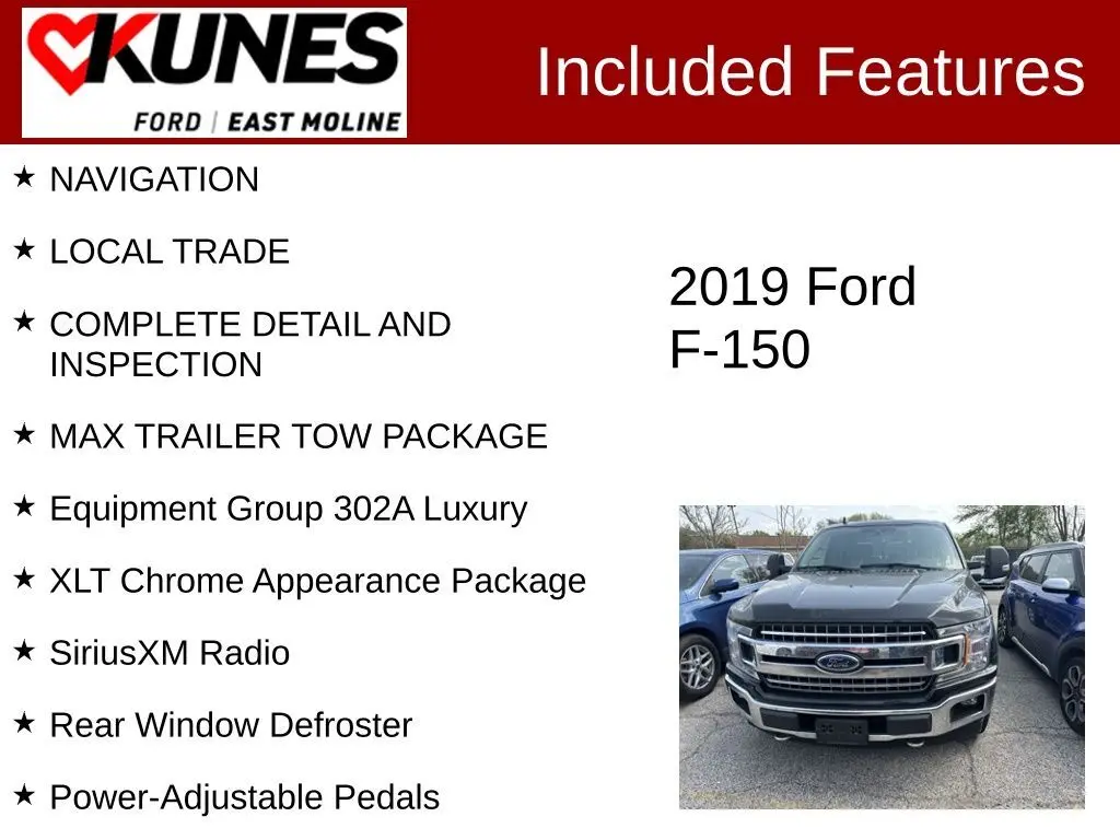 Used 2019 Ford F-150 XLT with VIN 1FTFW1E45KKD87839 for sale in East Moline, IL