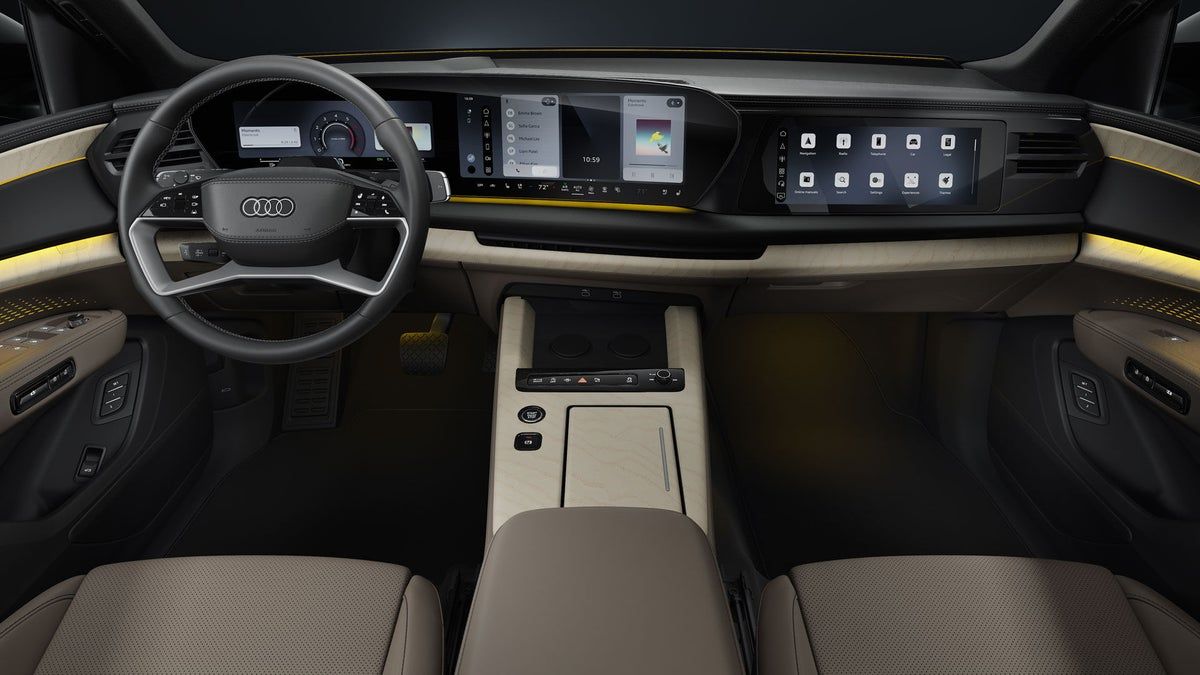 2027 Audi Q9 driver cockpit with virtual cockpit and MMI touch display
