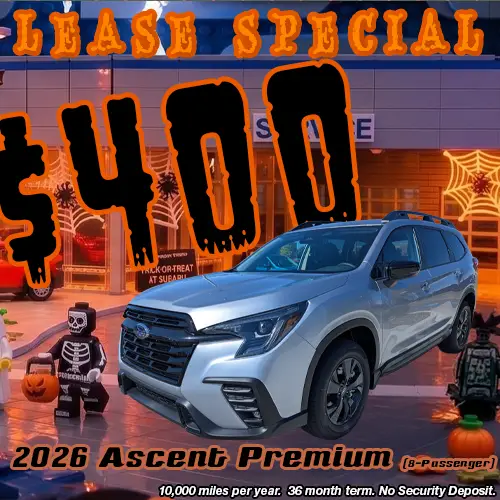 Lease this 2026 Subaru Ascent Premium (8-Passenger) for only $400/mo at Twin Falls Subaru this October.