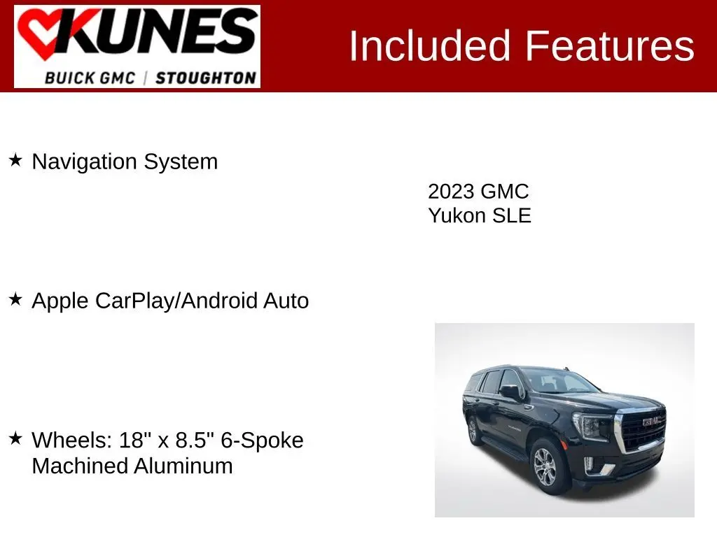 Used 2023 GMC Yukon SLE with VIN 1GKS2AKD1PR357609 for sale in Stoughton, WI