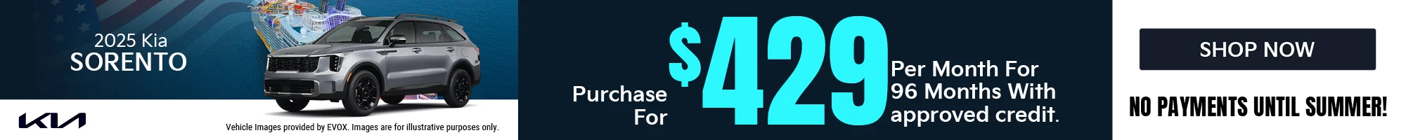 2025 Kia Sorento   Purchase for $429 per month for 96 months with approved credit.