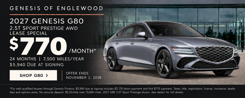 2027 Genesis G80 3.5T Sport Prestige shown.
