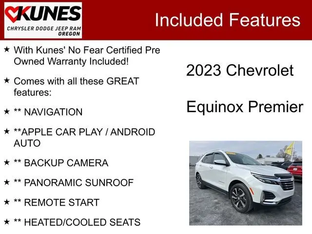 Used 2023 Chevrolet Equinox Premier with VIN 3GNAXXEGXPL163502 for sale in Oregon, IL