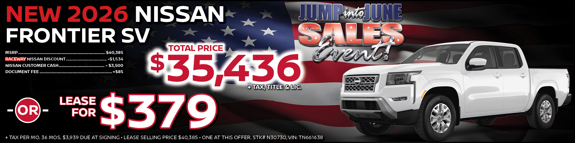 2026 Nissan Frontier Lease Offer
