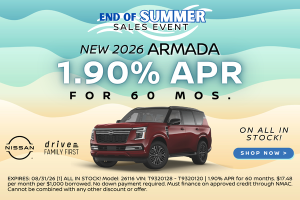 New 2026 Armada 1.9% APR for 60 mos.