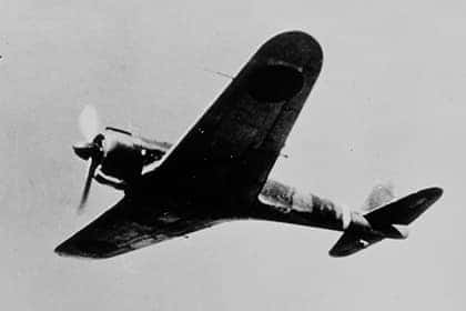 Historic Nakajima fighter plane in flight