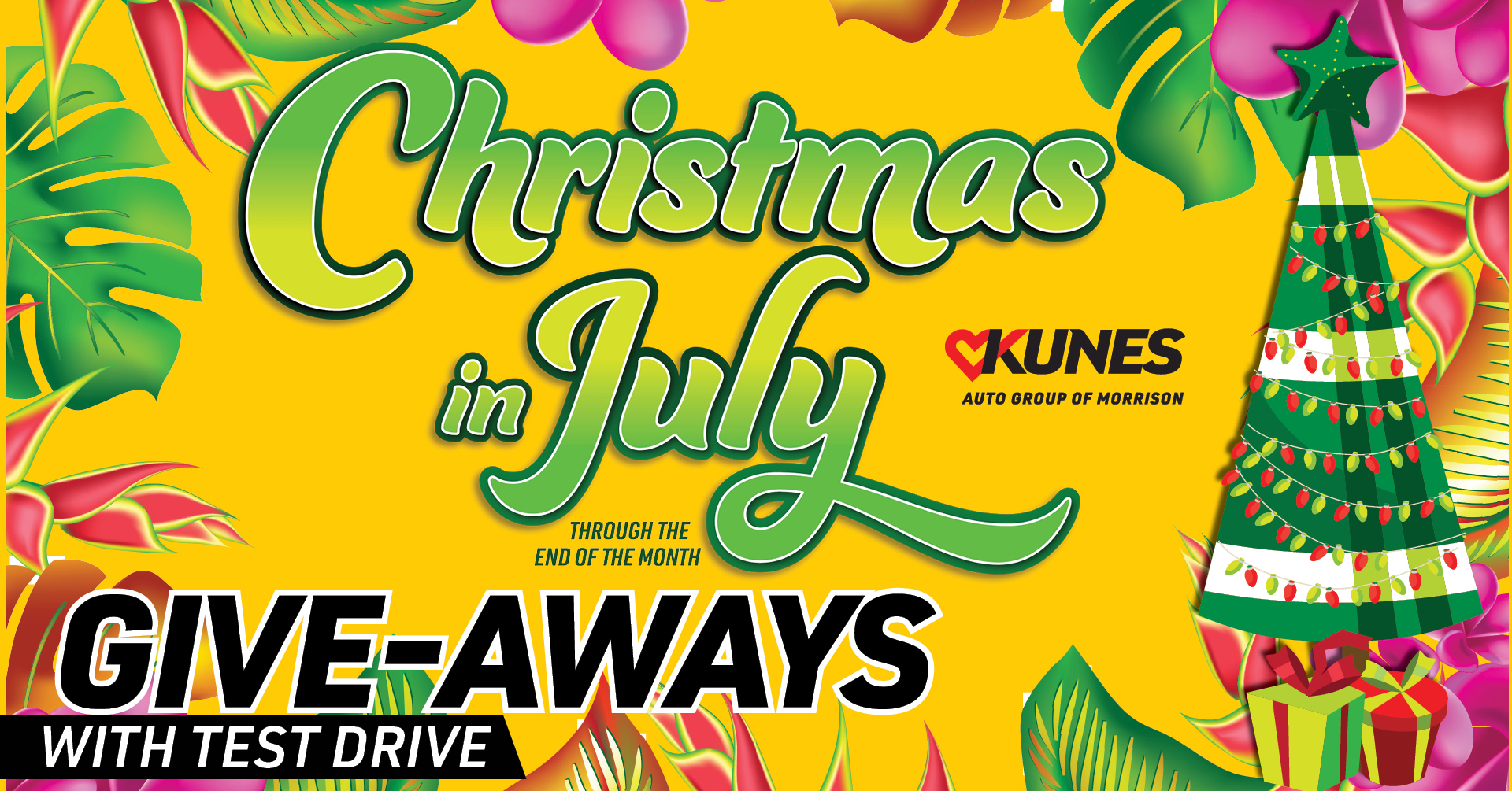 Typed Font Saying Christmas in July in Red and Green