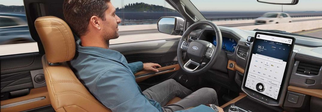 Man Using Ford BlueCruise Hands-Free Driving in His Ford