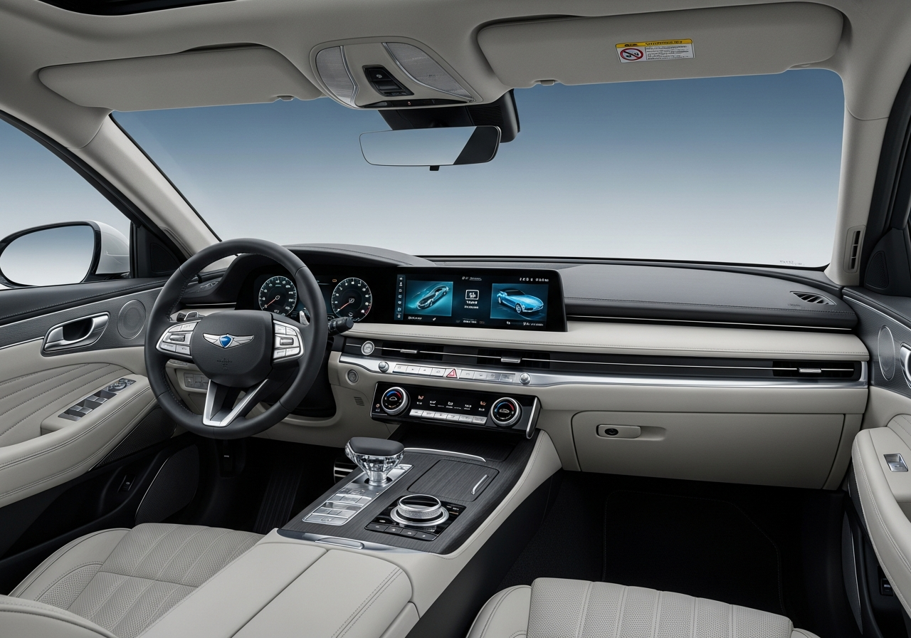 Genesis GV60 interior with Crystal Sphere and wide OLED display