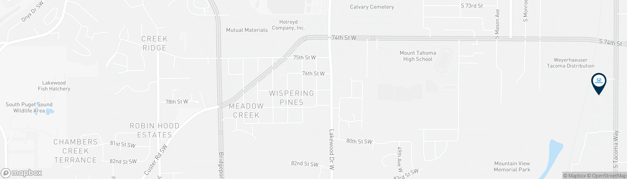 Map of South Tacoma Honda Location