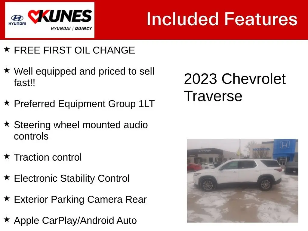 Used 2023 Chevrolet Traverse 1LT with VIN 1GNERGKW1PJ129401 for sale in Quincy, IL