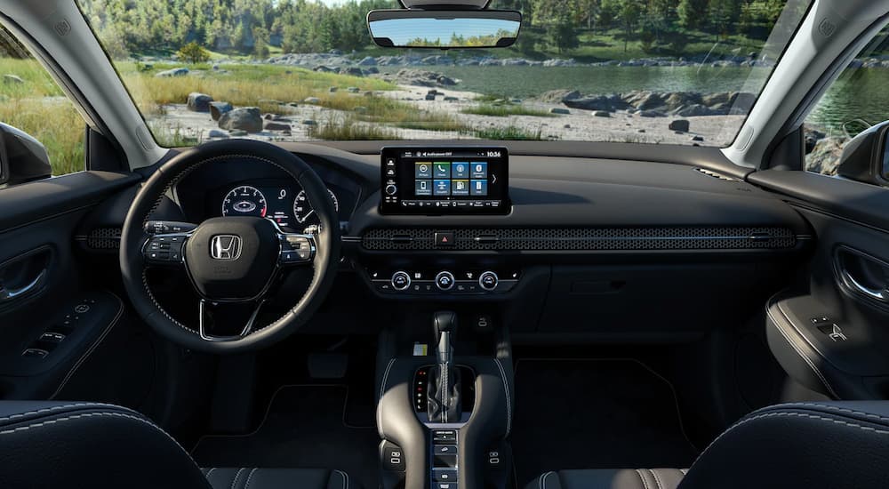 Center console and interior in a 2023 Honda HR-V