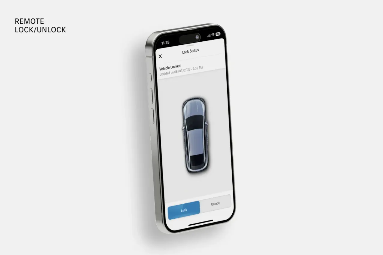 Smartphone showing remote lock and unlock