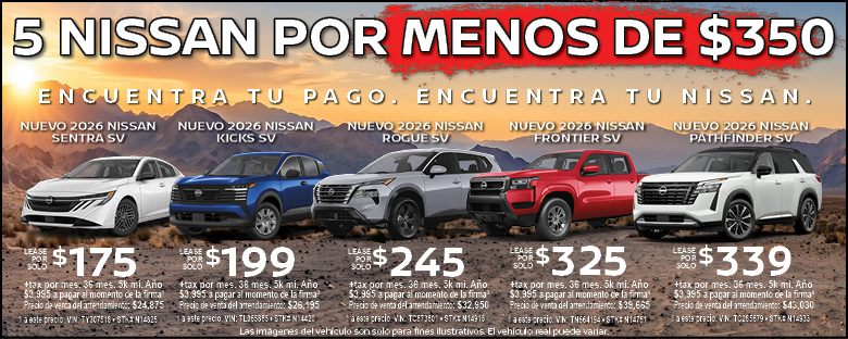 5 nissan por menos de $350