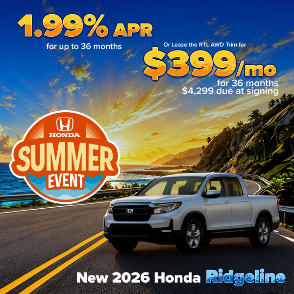 Lease a 2026 Honda Ridgeline RTL in Kingsport, TN