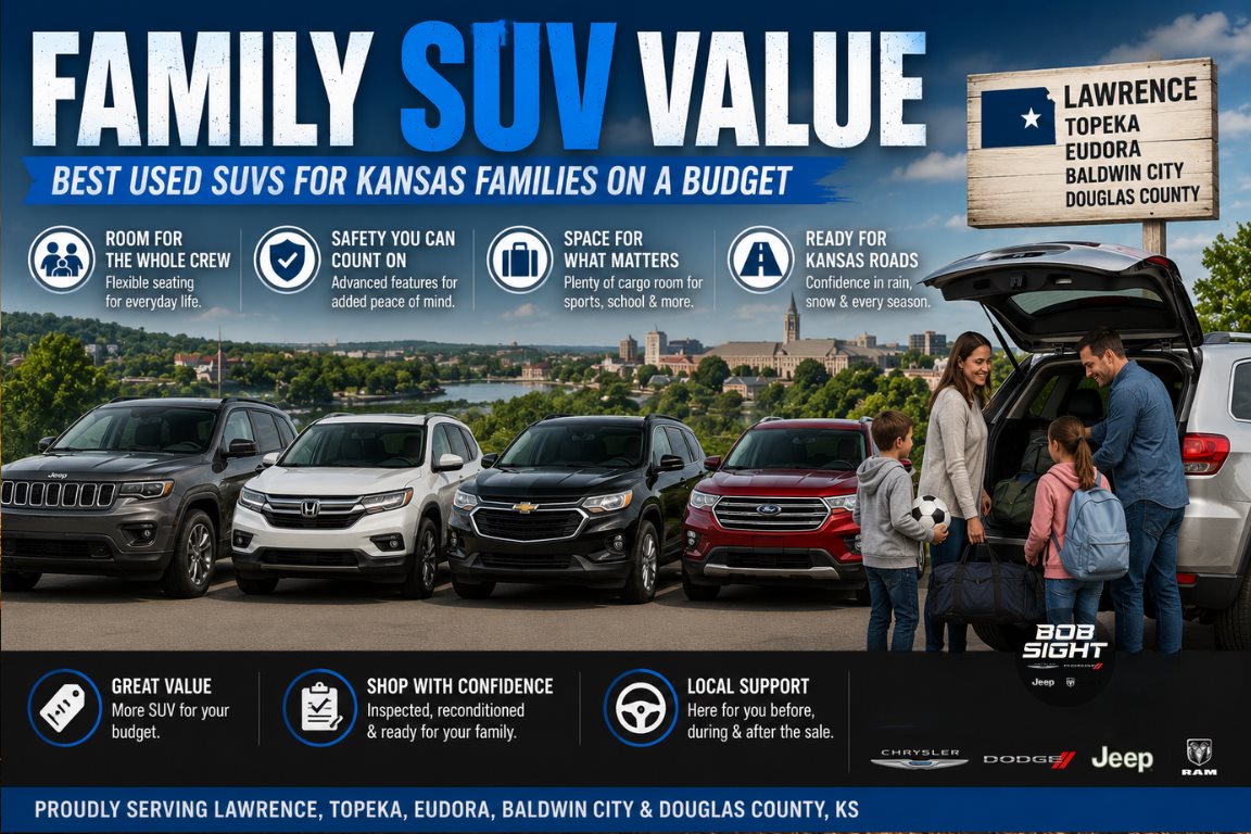 Best used SUVs for Kansas families on a budget near Lawrence KS