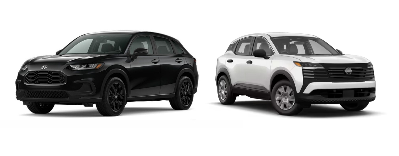 Black 2025 Honda HR-V Sport vs white 2025 Nissan Kicks S