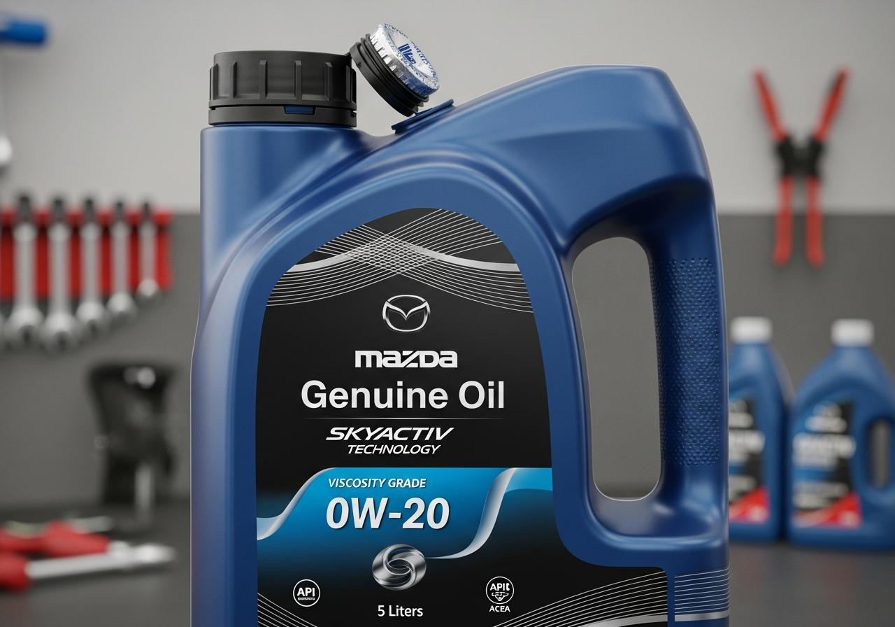 Technician pouring fresh motor oil during a service