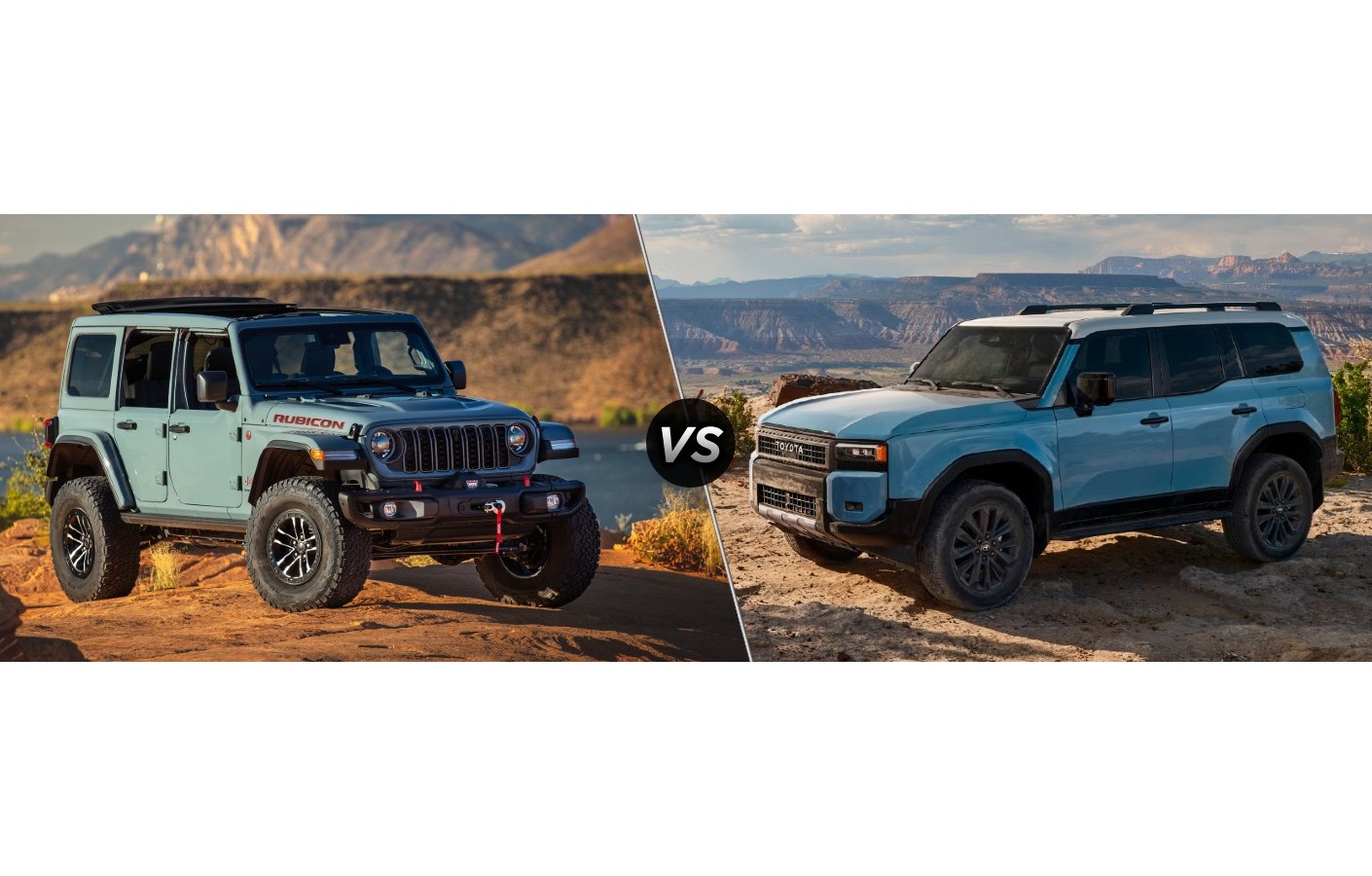 2024 Jeep Wrangler vs 2024 Toyota Land Cruiser Exterior Front Profiles