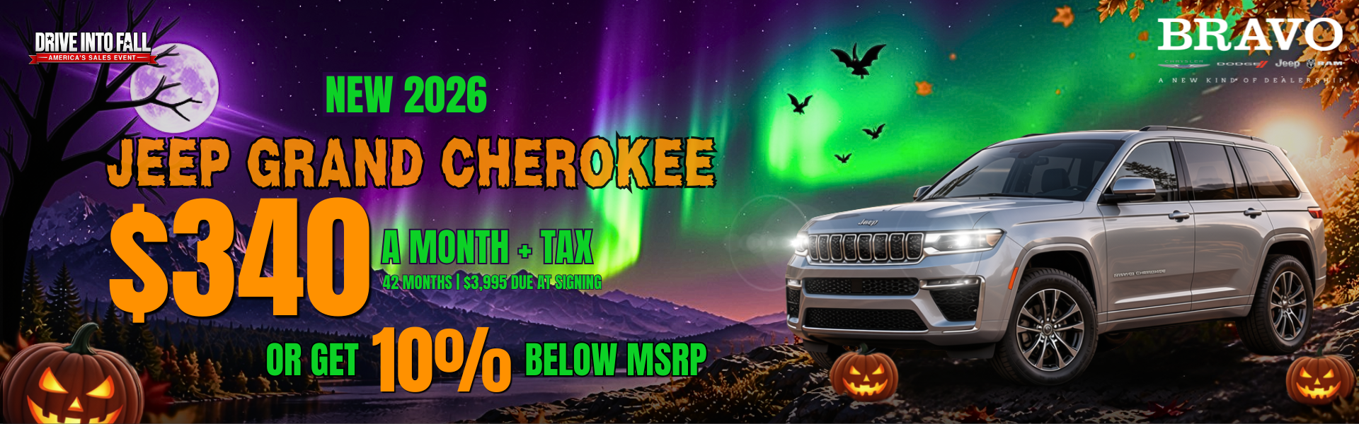 New 2026 Jeep Grand Cherokee: lease for $340 a month plus tax, or get 10% below MSRP