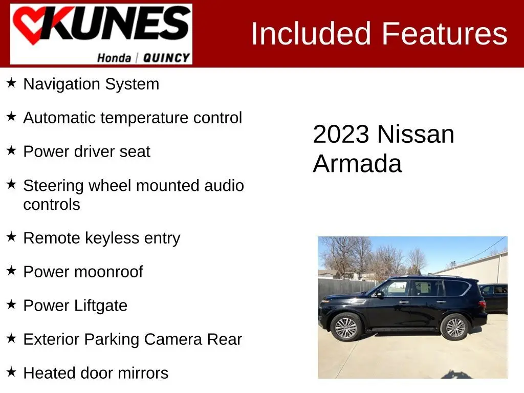 Used 2023 Nissan Armada SL with VIN JN8AY2BD6P9692154 for sale in Quincy, IL