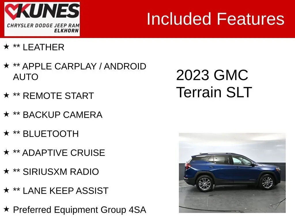 Used 2023 GMC Terrain SLT with VIN 3GKALPEGXPL165484 for sale in Elkhorn, WI