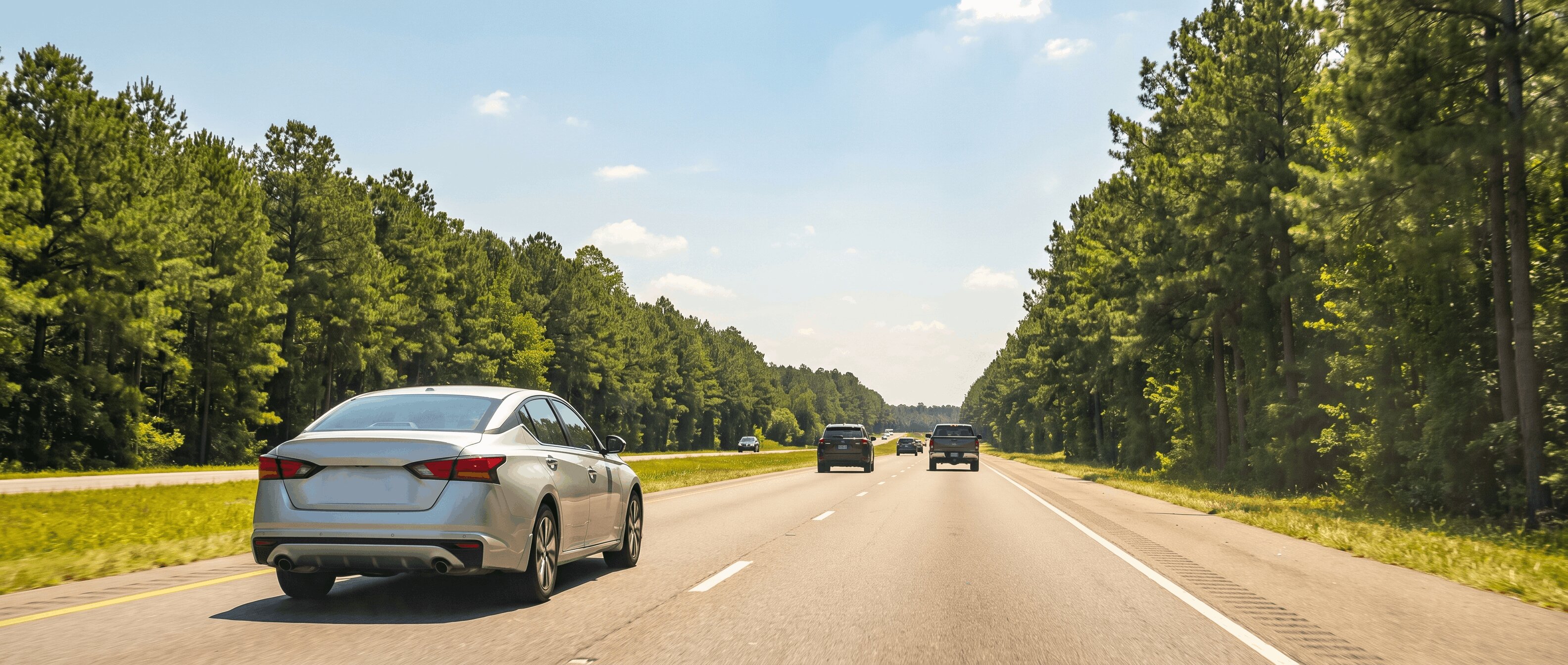2022 Nissan Altima on Georgia Interstate 20 highway drive toward Augusta, summer