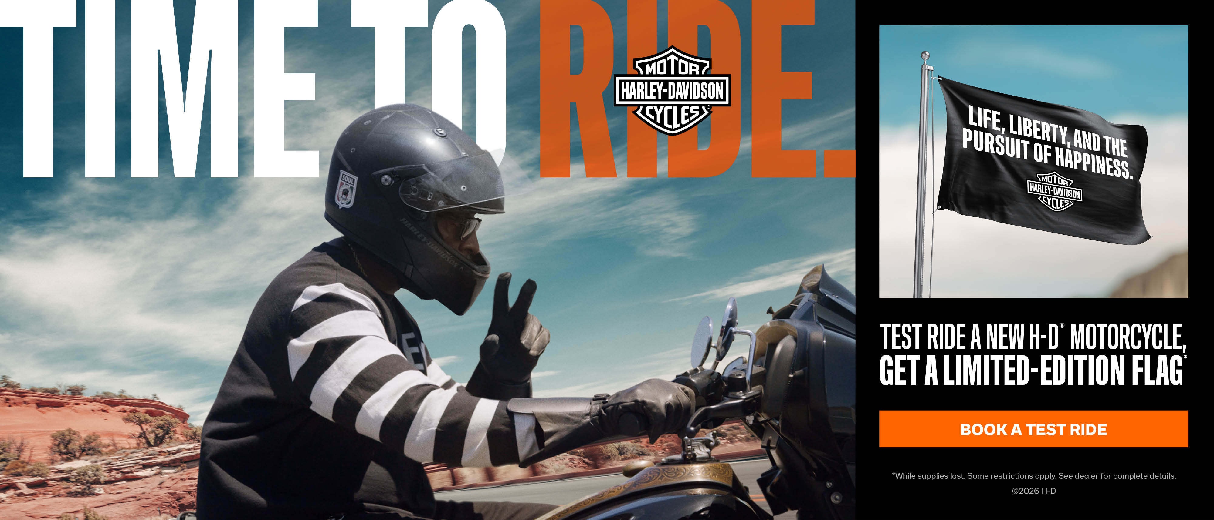 Test ride a new H-Davidson motorcycle, Get a Limited-Edition Flag