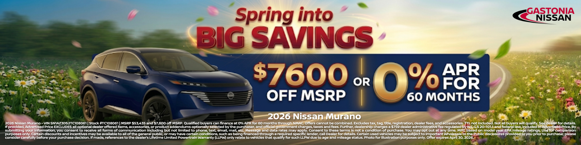 Gastonia Nissan April Incentives