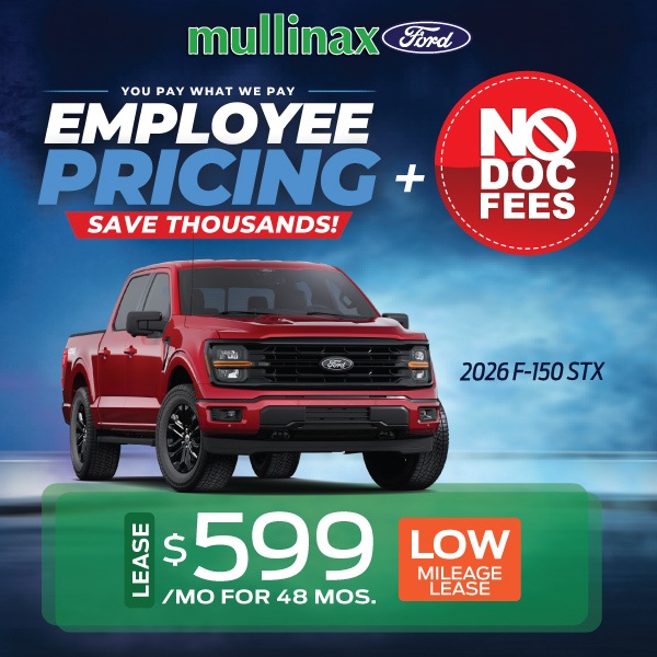 2026 F-150 STX: Lease $599/mo for 48 Mos.