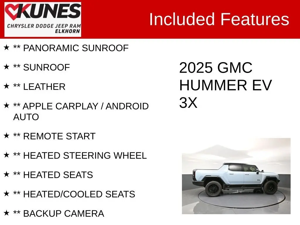 Used 2025 GMC HUMMER EV 3X with VIN 1GT10DDB9SU101590 for sale in Elkhorn, WI