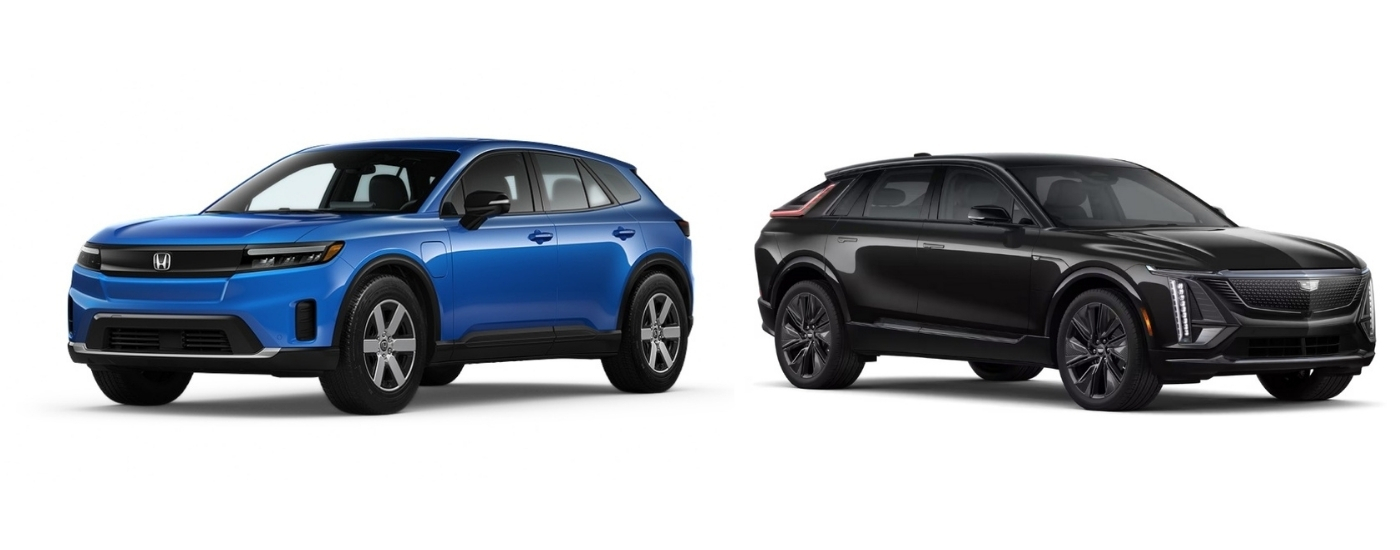 Blue 2025 Honda Prologue EX vs black 2025 Cadillac LYRIQ Sport 3